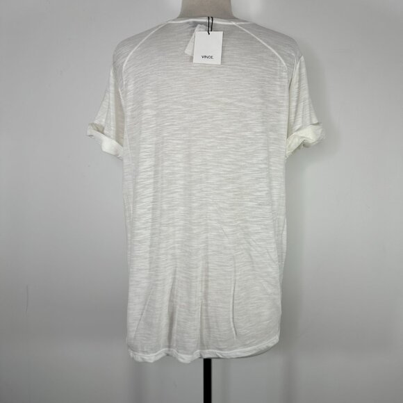 NWT Vince. White Boat Neck Short Sleeve Cotton Roll Sleeve T-Shirt Sz L MSRP $69 - Picture 9 of 15